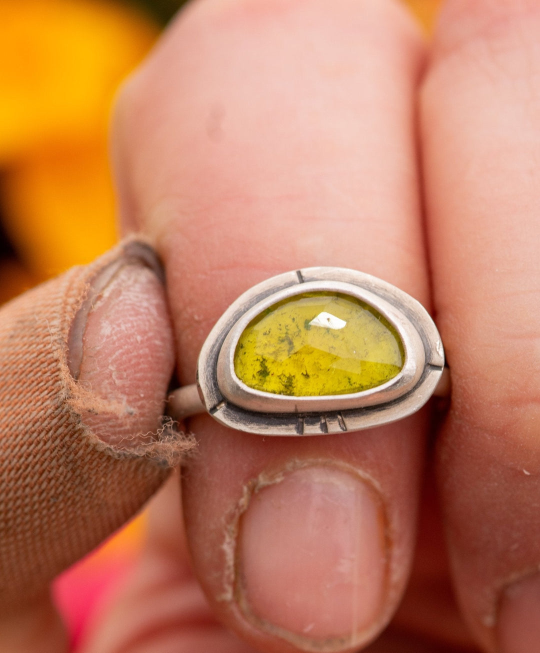 BRIGHT OLIVE TOURMALINE RING