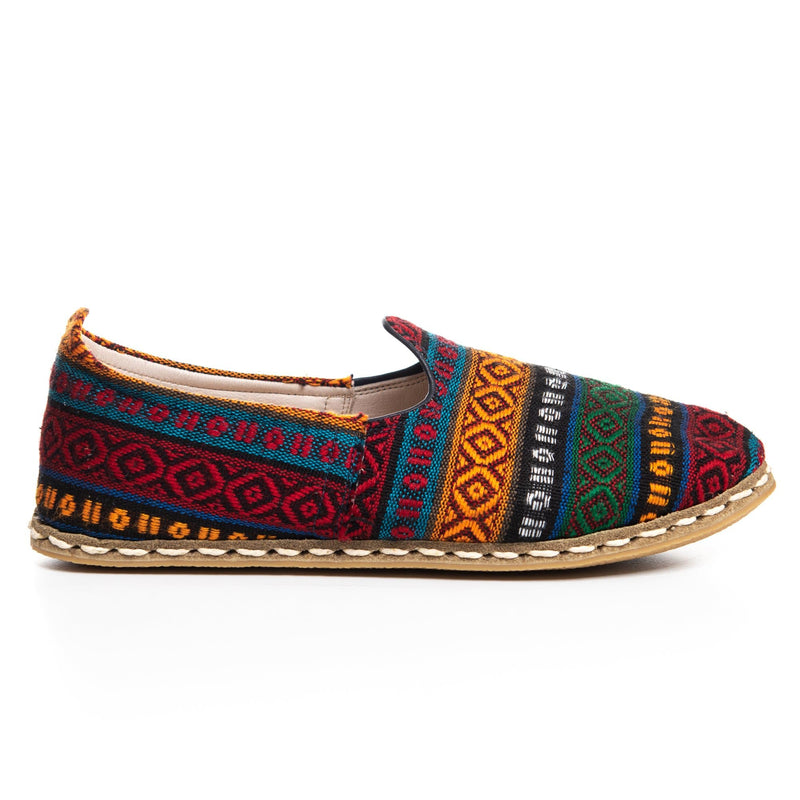 Burgundy Kilim Slip On Shoes