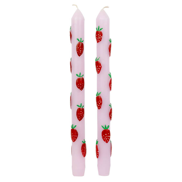 Strawberry Colored Dinner Candles | 2 Pack| Summer Candles |