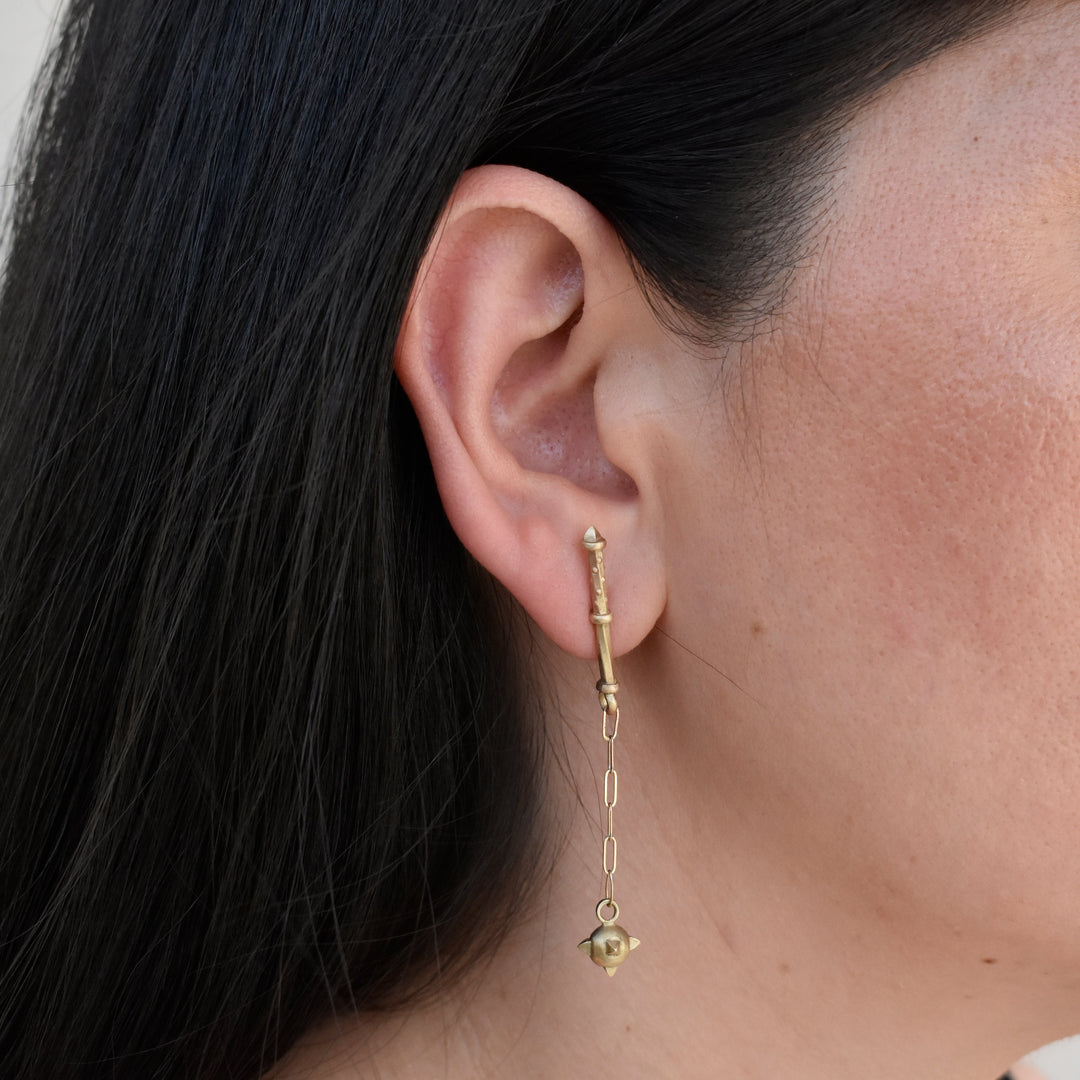 Pink Sapphire Chain Morningstar Earring