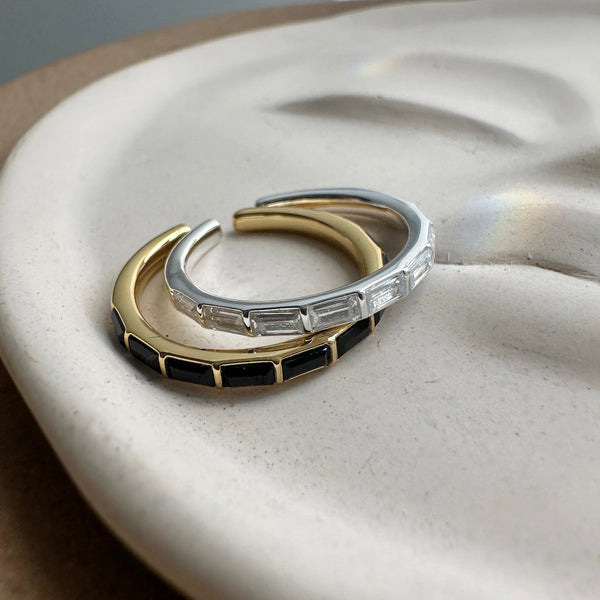 Crystal Lined Baguette Ring
