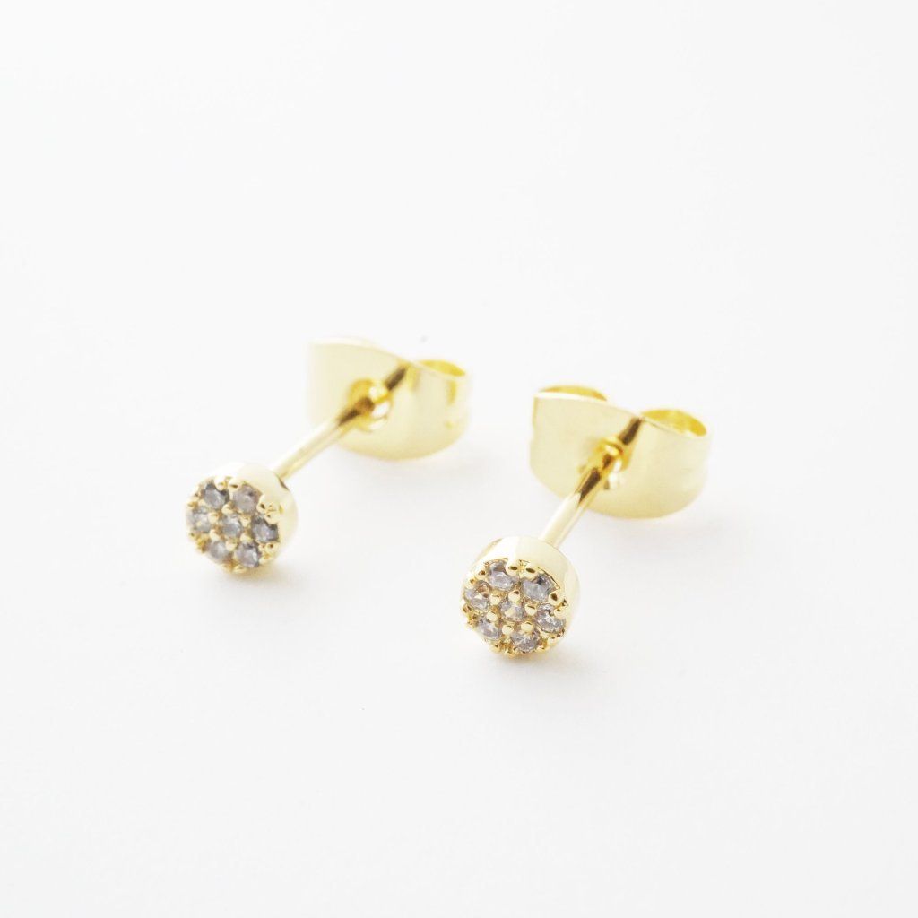 Mini Circle Crystal Stud Earrings