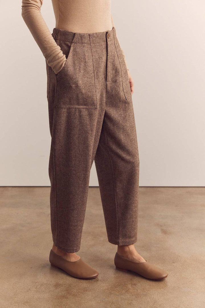 Wool Blend Herringbone Pants - one size left, M/L