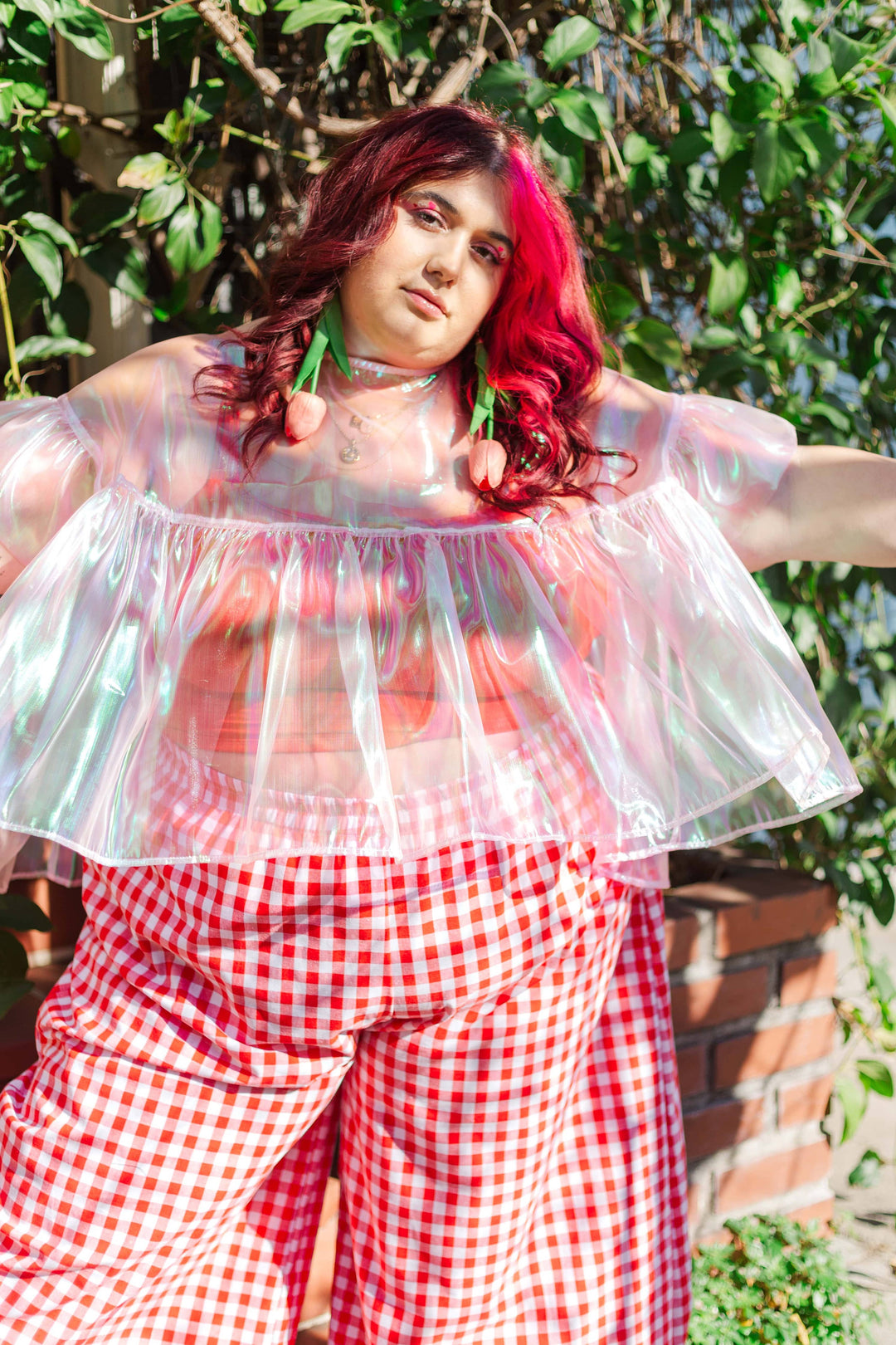 Mushroom Top in Pink Metallic