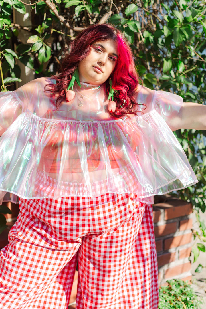 Mushroom Top in Pink Metallic
