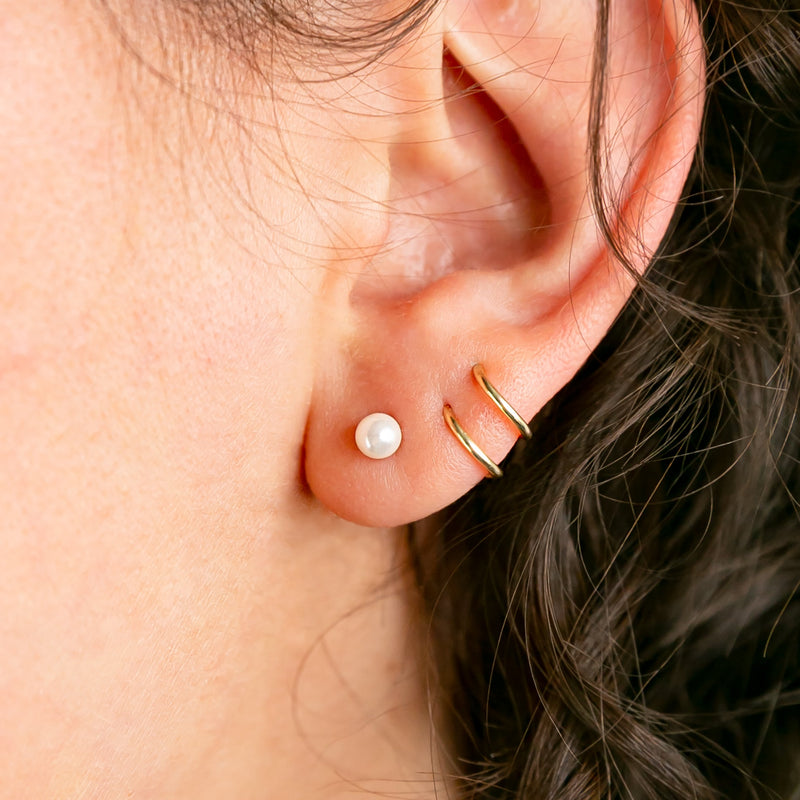 Tiny Twist Double Huggie Earrings