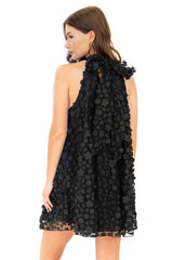 Halter Swing Mini Dress - Black Petal *PRE-ORDER