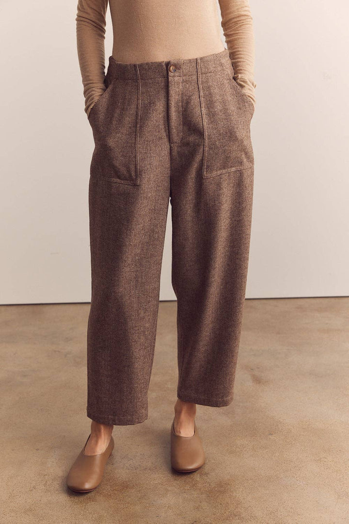 Wool Blend Herringbone Pants - one size left, M/L