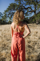 Yolked Juniper Jumpsuit in Sunset Coral