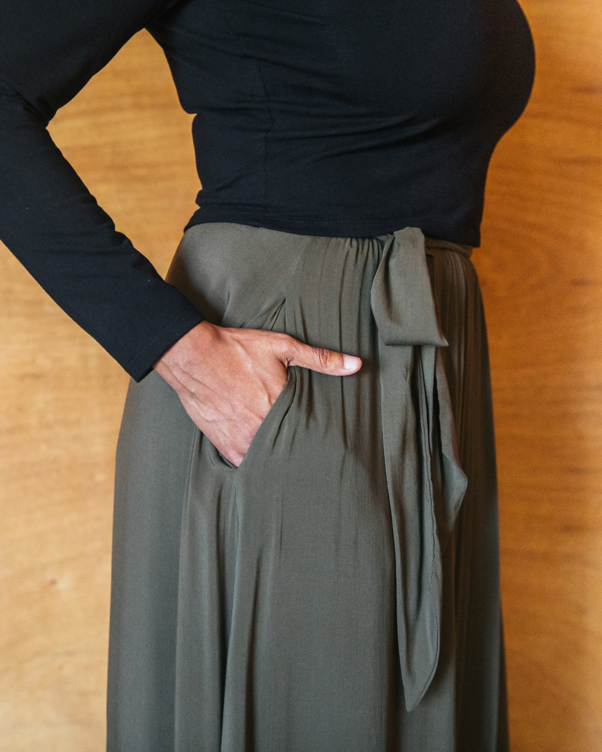 Maxi Wrap Skirt in Olive Challis – Altar PDX