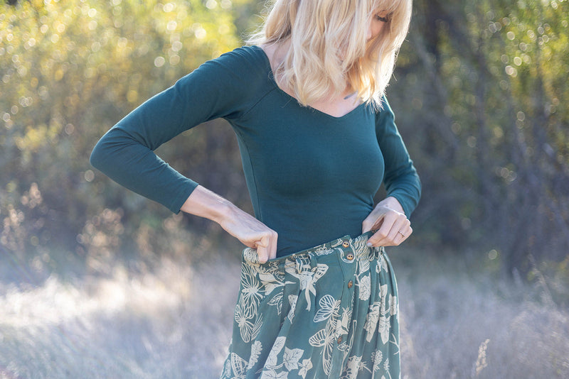 Camille Top in Emerald Cotton Knit