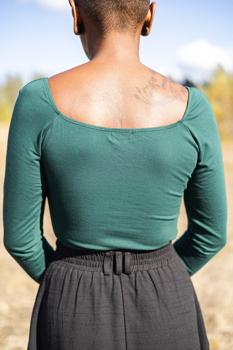 Camille Top in Emerald Cotton Knit