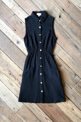 Mona Dress in Black Cotton