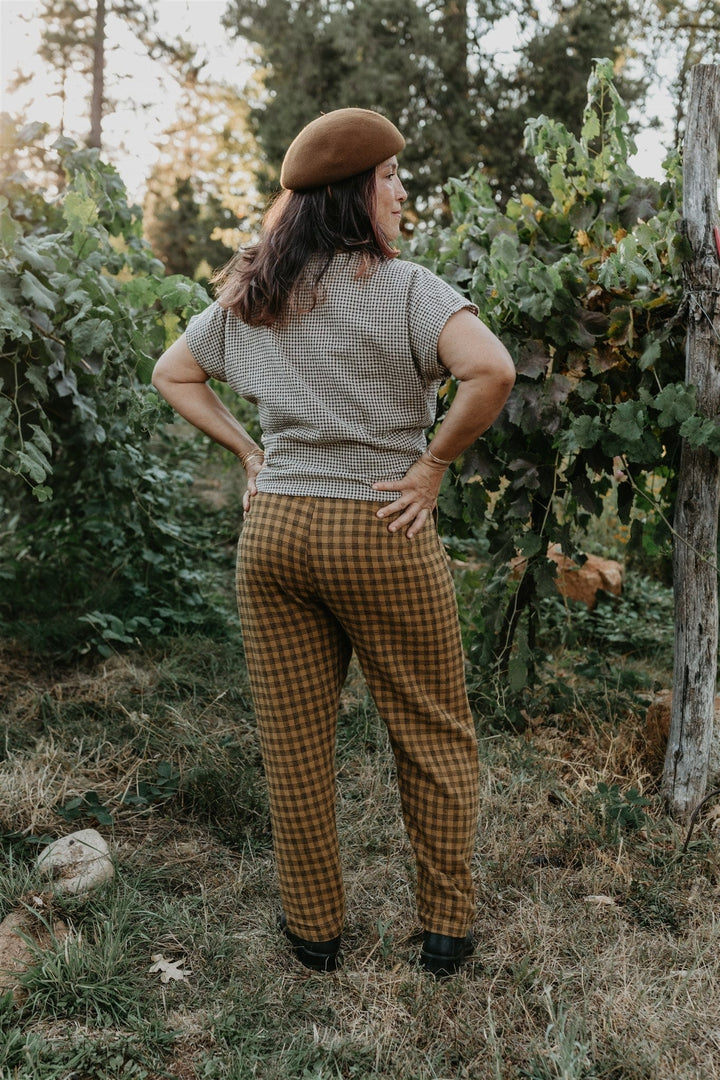 Dolman Top in Black & Oat Cotton Gingham