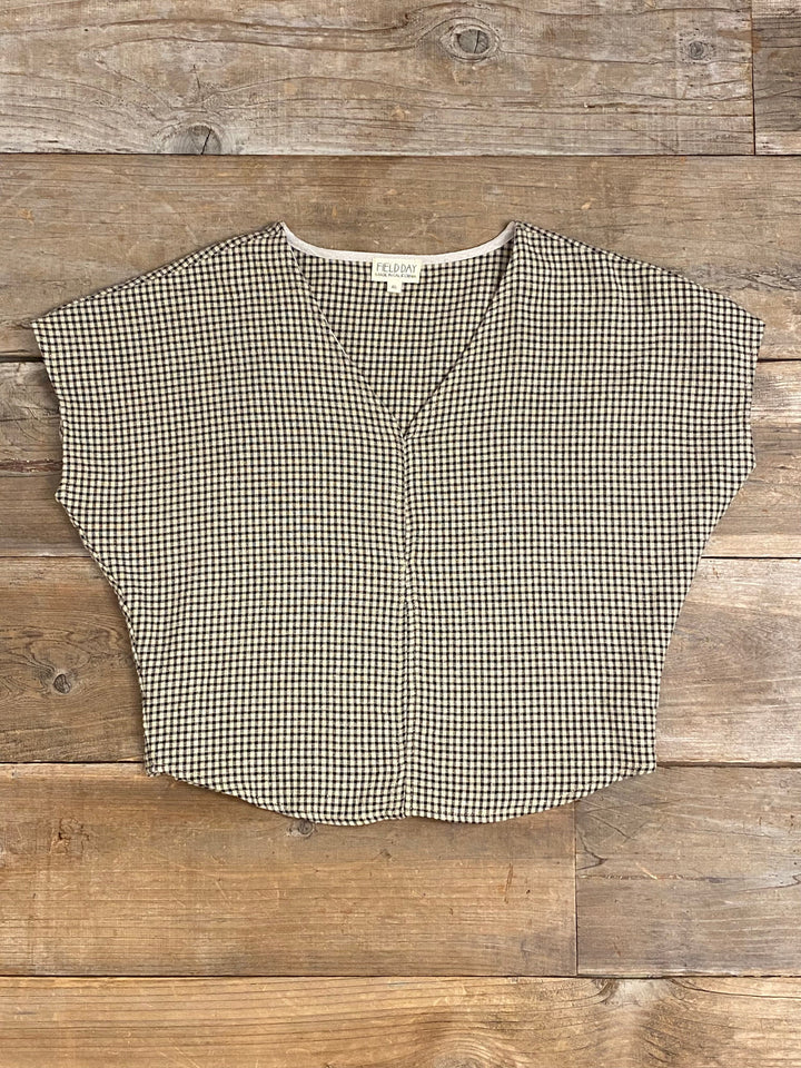 Dolman Top in Black & Oat Cotton Gingham