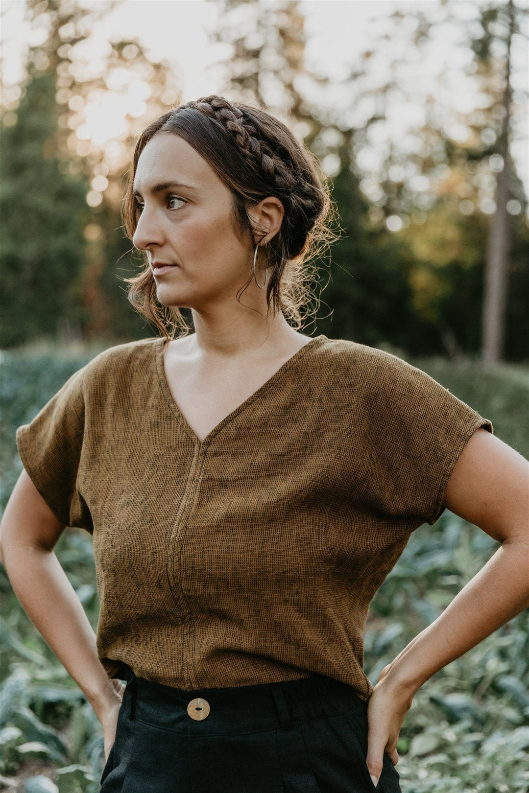 Dolman Top in Golden Checker