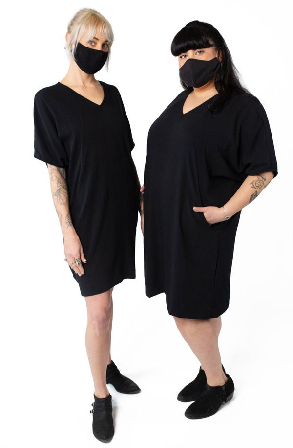 Cocoon Dress in Black Crepe