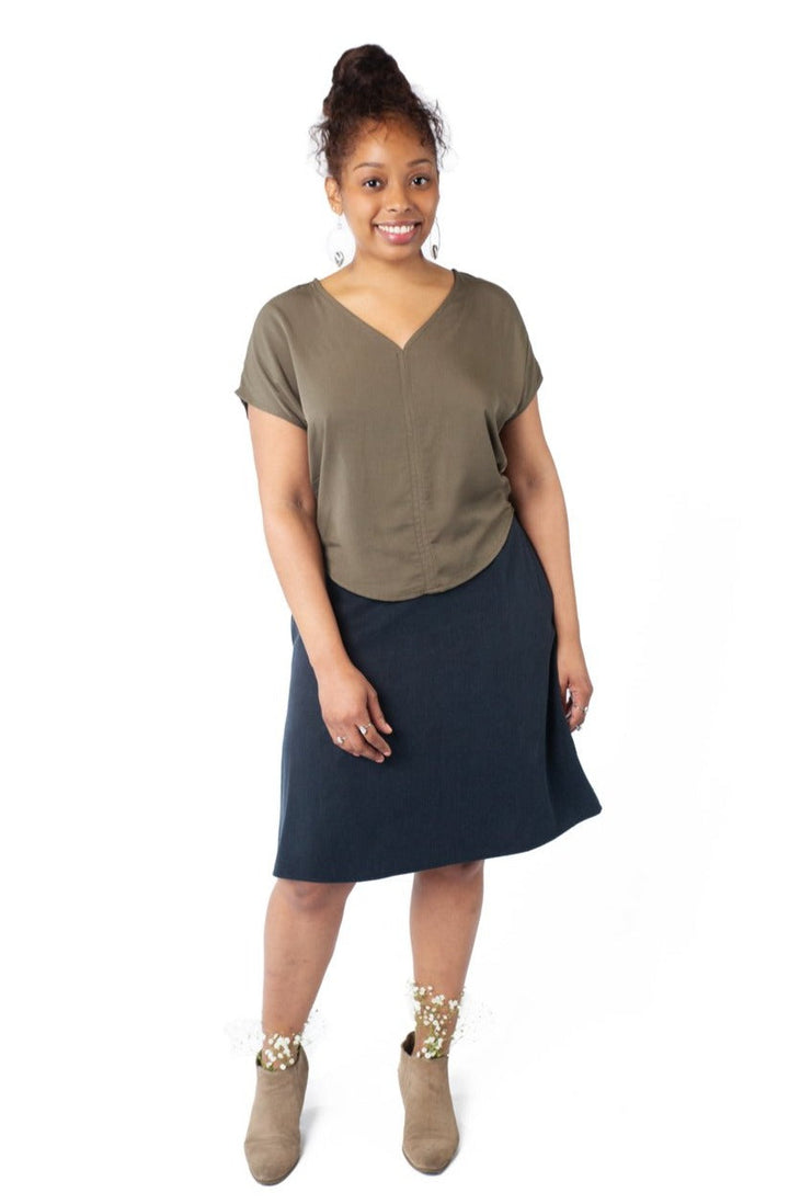 Dolman top in Olive Rayon Twill