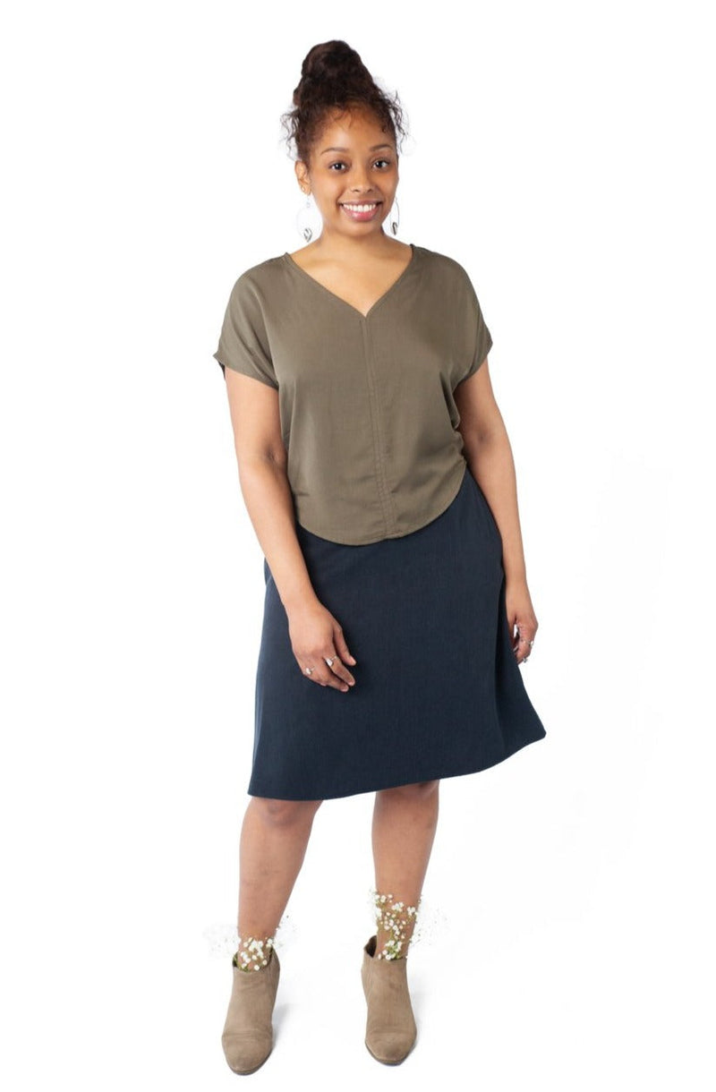 Dolman top in Olive Rayon Twill