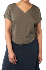 Dolman top in Olive Rayon Twill