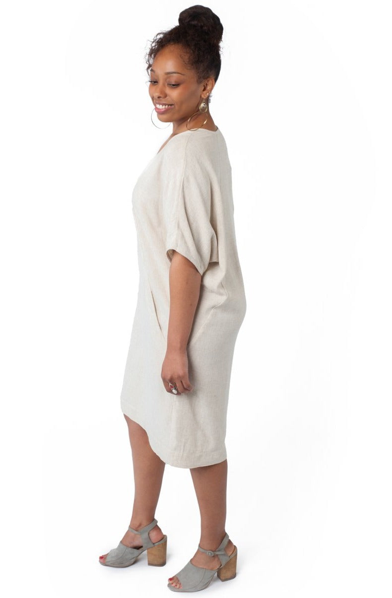 Cocoon Dress in Oat Linen - L Cocoon Dress in Oat Linen - L