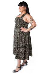 Iris Dress in Black and Creme Dot