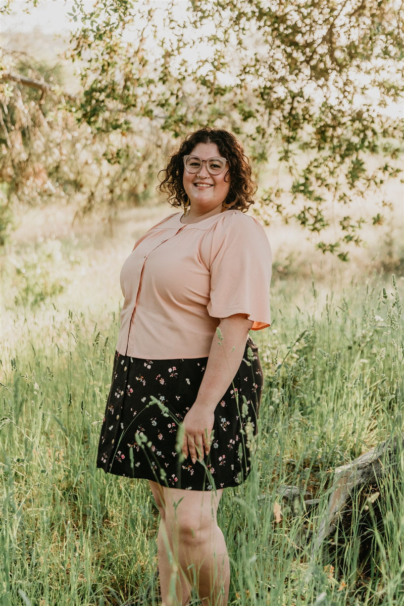 Flutter Top in Pink Blush Challis