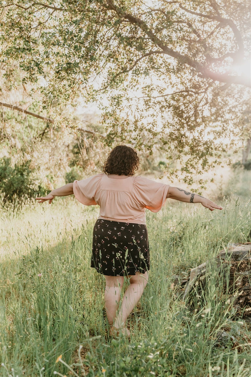 Flutter Top in Pink Blush Challis