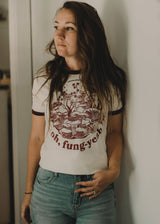 Oh, Fung-Yeah - unisex ringer t-shirt in creme and burgundy