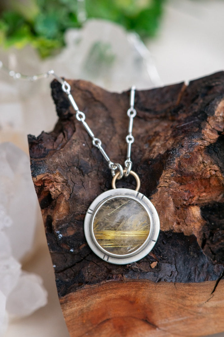 GOLDEN GLOBE RUTILATED QUARTZ NECKLACE