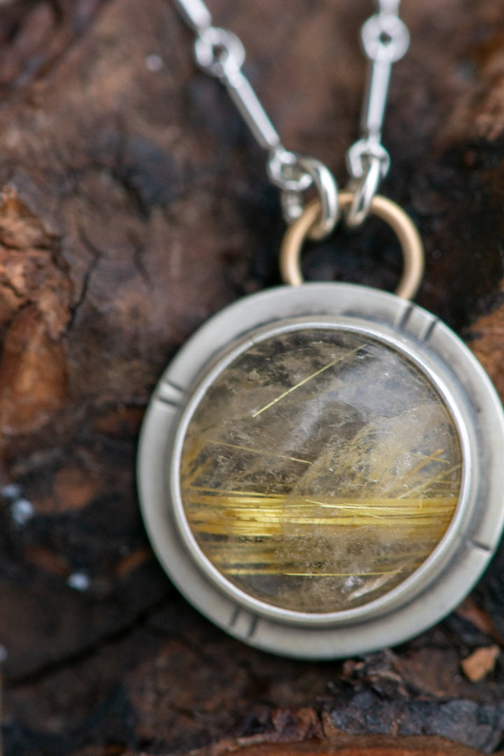 GOLDEN GLOBE RUTILATED QUARTZ NECKLACE