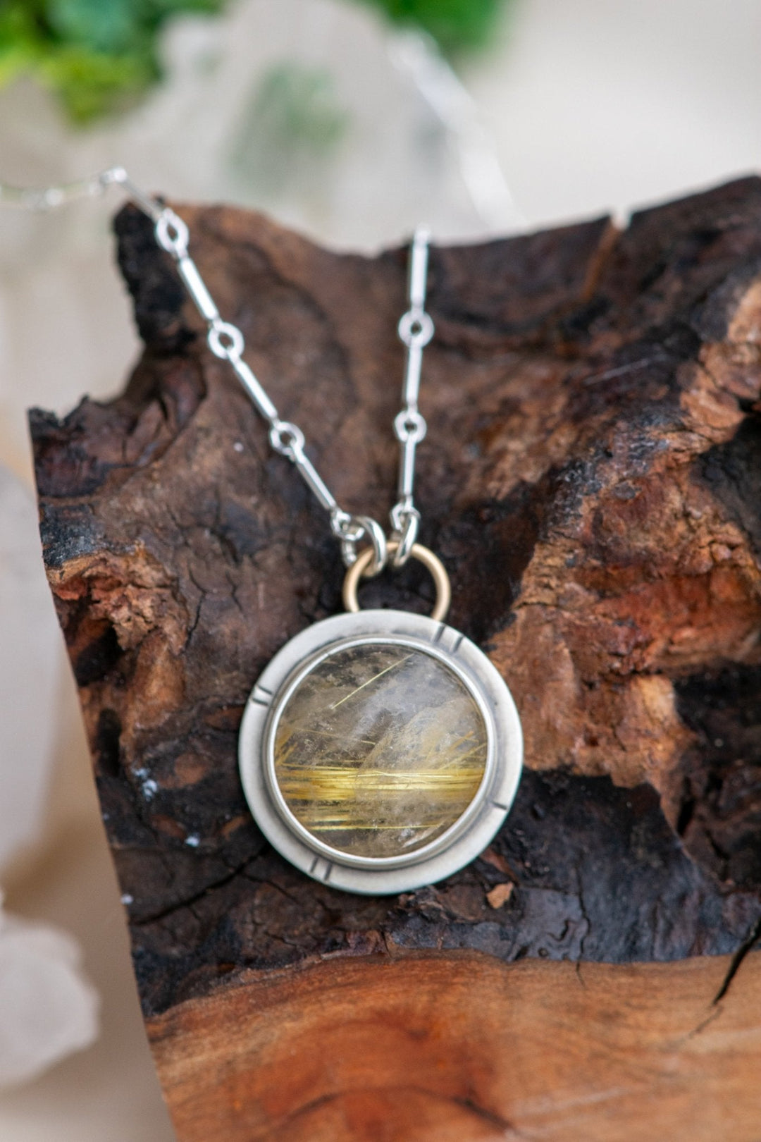 GOLDEN GLOBE RUTILATED QUARTZ NECKLACE