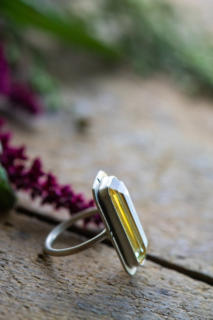 HAPPY CITRINE + SILVER RING