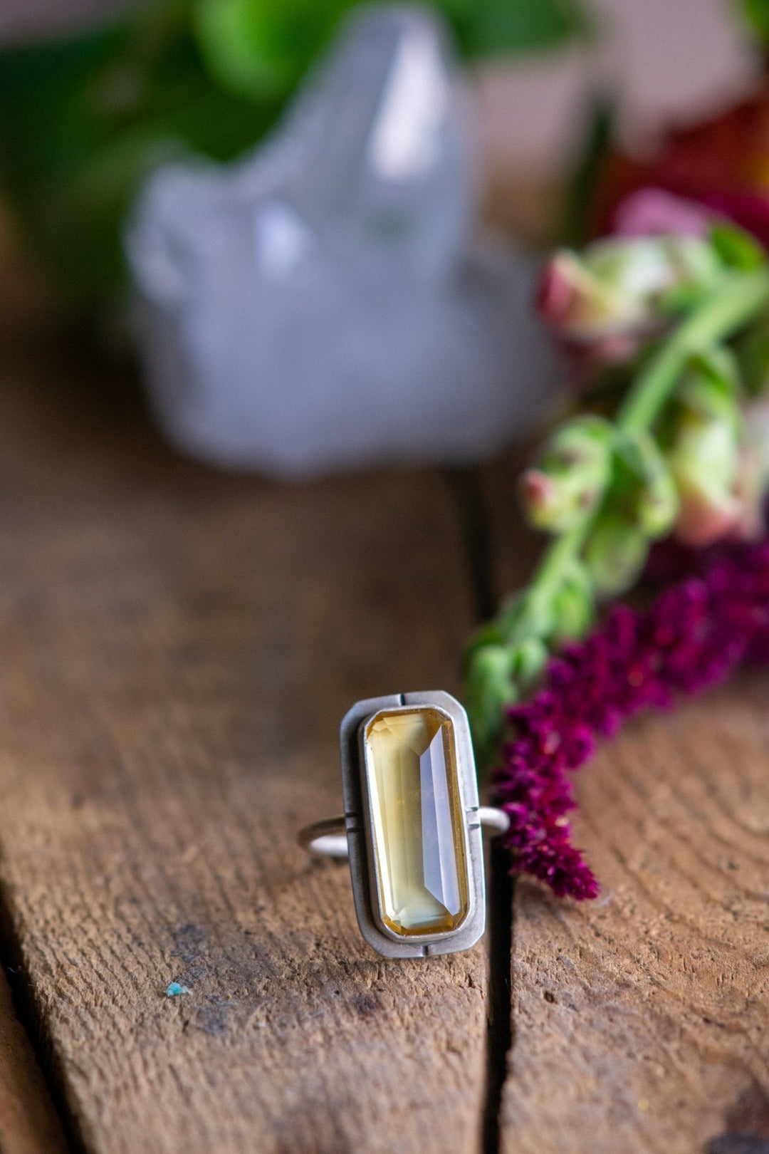 HAPPY CITRINE + SILVER RING