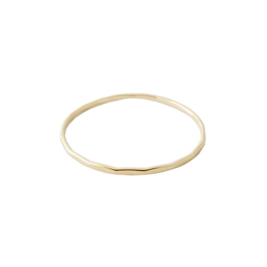 Hammered Skinny Stacking Ring, 14k Gold