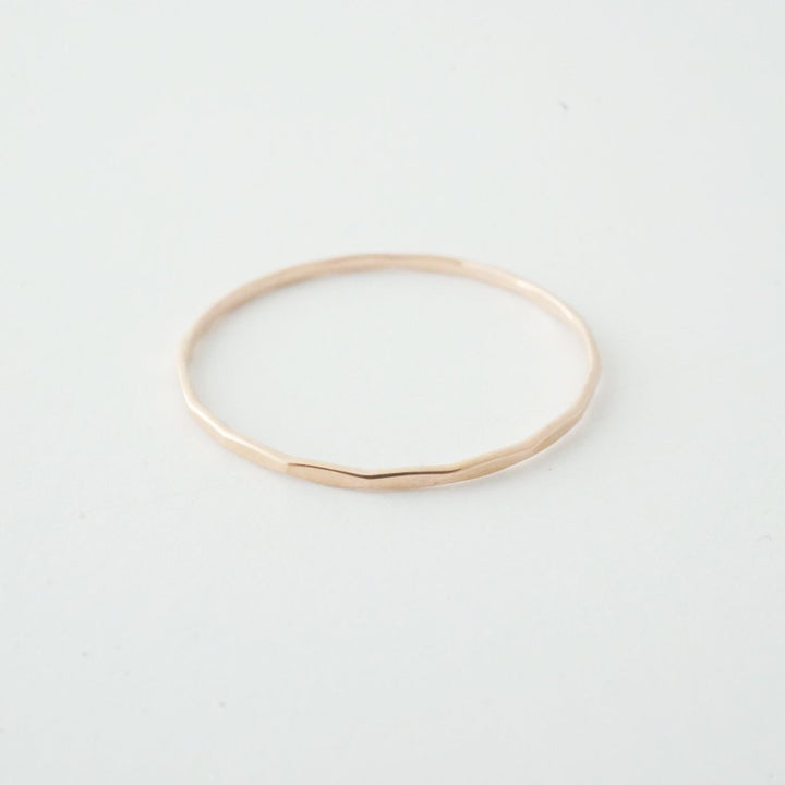 Hammered Skinny Stacking Ring, 14k Gold