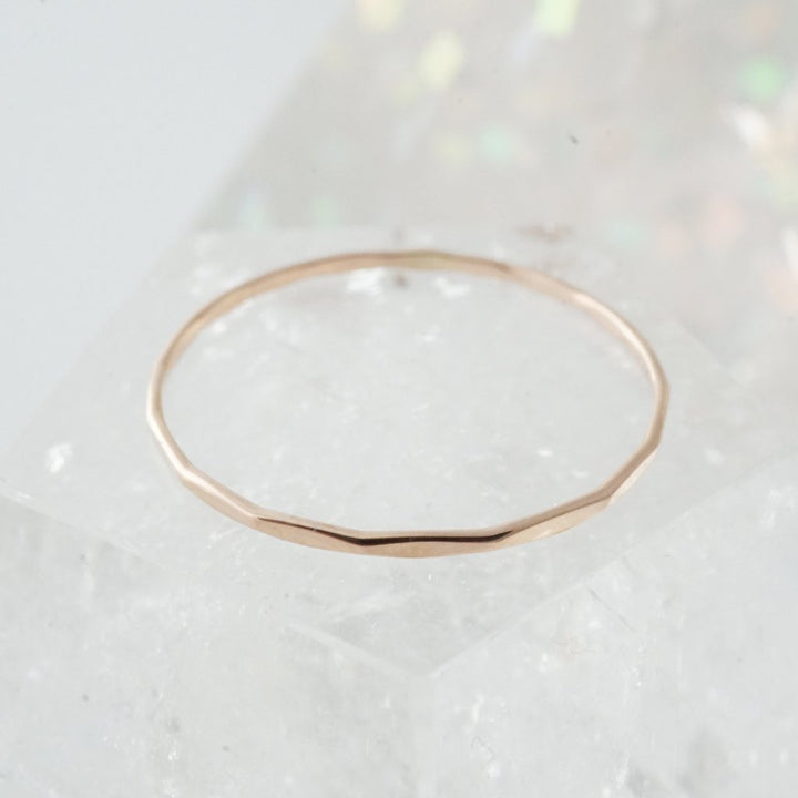 Hammered Skinny Stacking Ring, 14k Gold