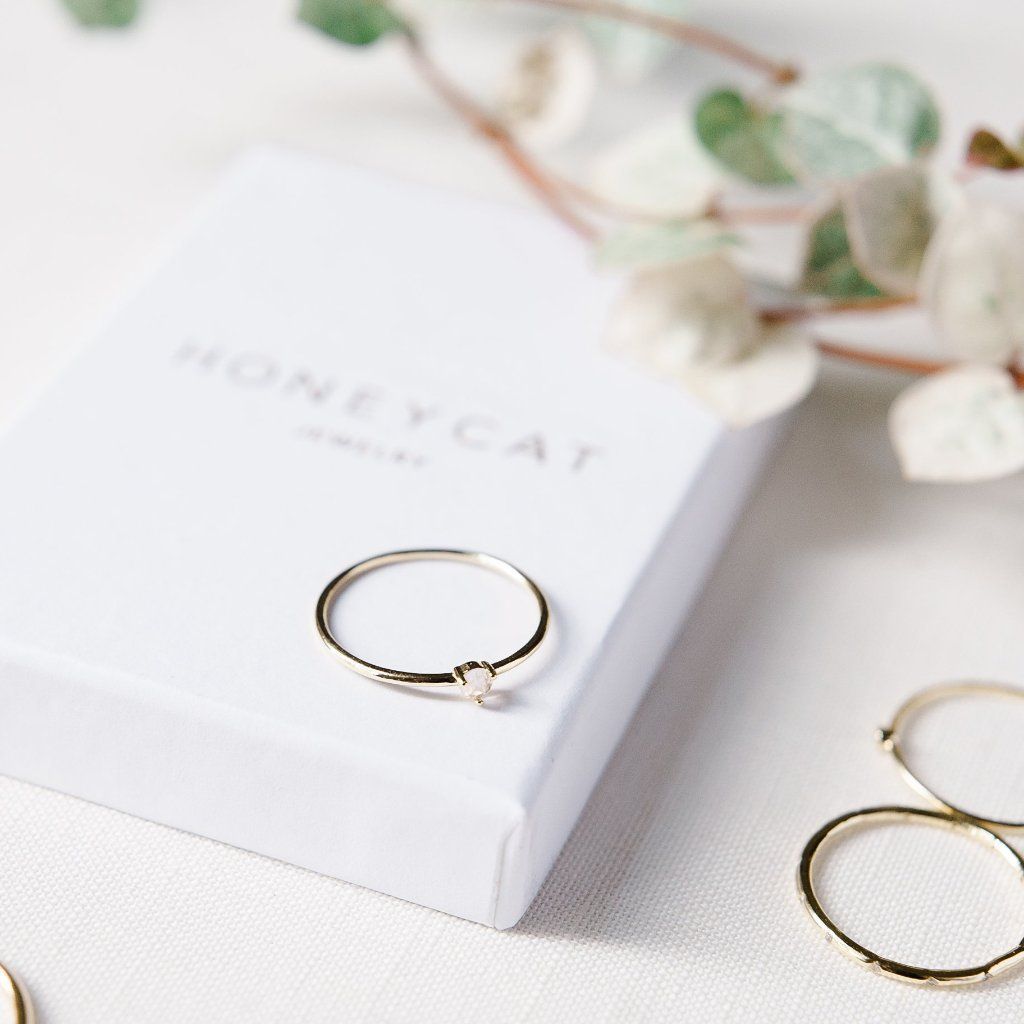 Rose Quartz Point Solitaire Ring