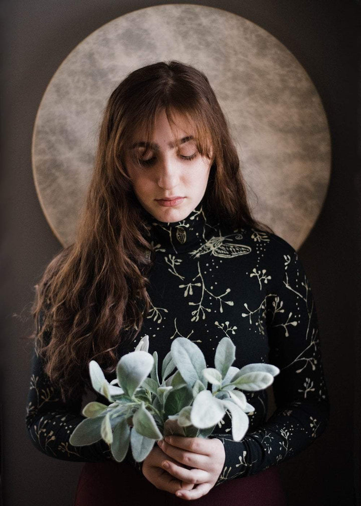 Hawk Moth - turtleneck top Metallic Gold American Milled Fabric