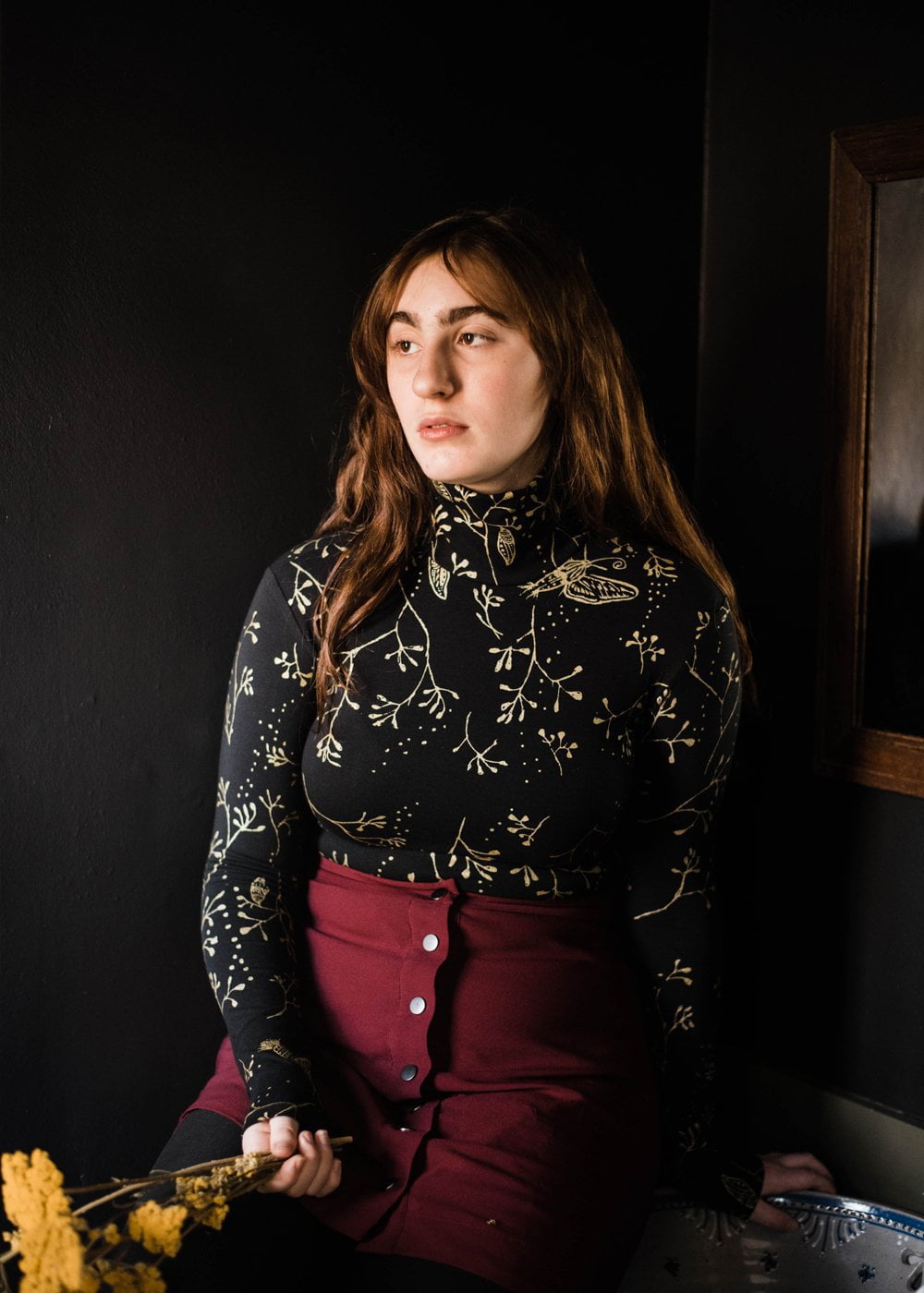 Hawk Moth - turtleneck top Metallic Gold American Milled Fabric