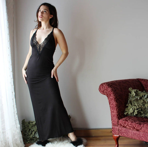 Bamboo Nightgown With Plunging Neckline