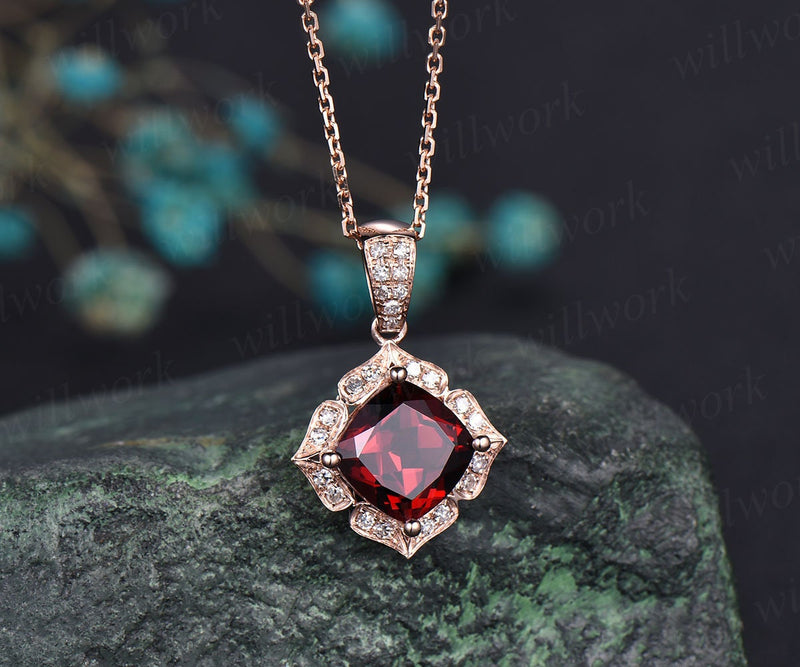 diamond red garnet necklace