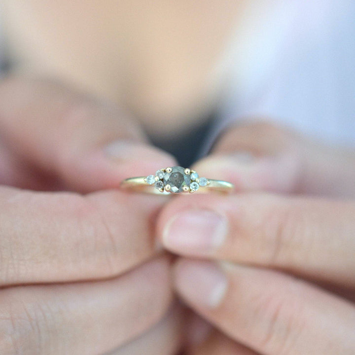 Salt and Pepper Rustic Diamond Engagement Ring