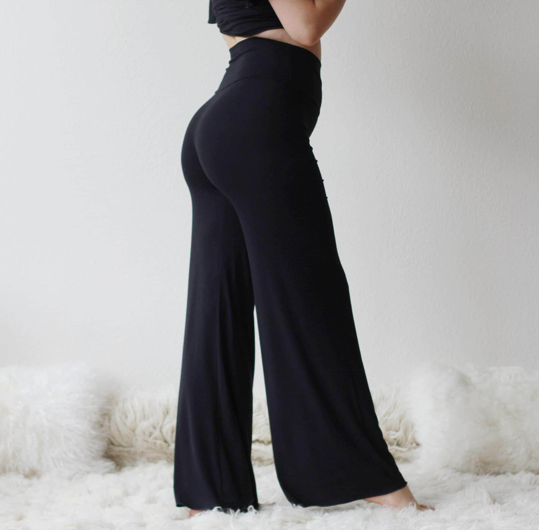bamboo foldover lounge pants with a wide leg