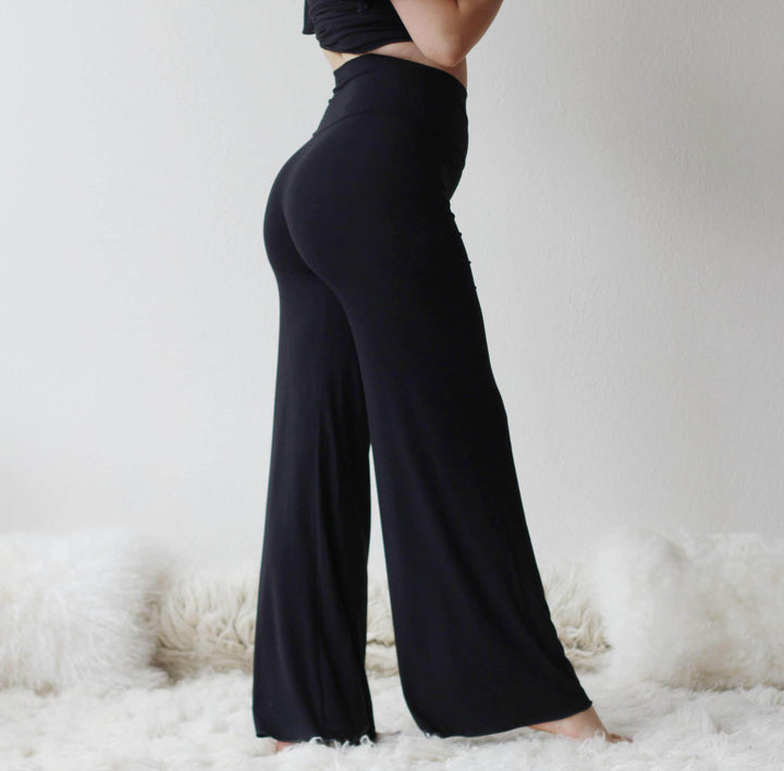 bamboo foldover lounge pants with a wide leg