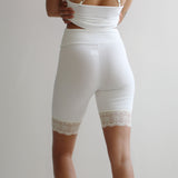 bamboo biker shorts with lace trim