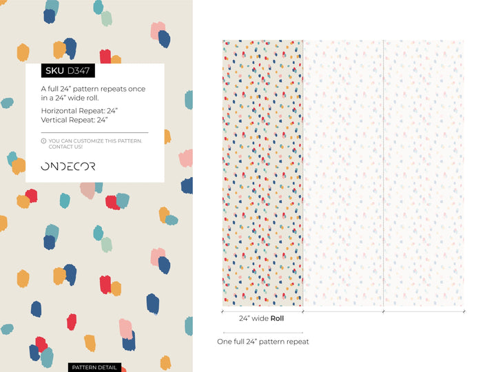 Abstract Wallpaper with Colorful Brush Strokes in Blue, Red, and Yellow - D347