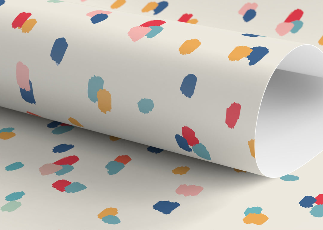 Abstract Wallpaper with Colorful Brush Strokes in Blue, Red, and Yellow - D347