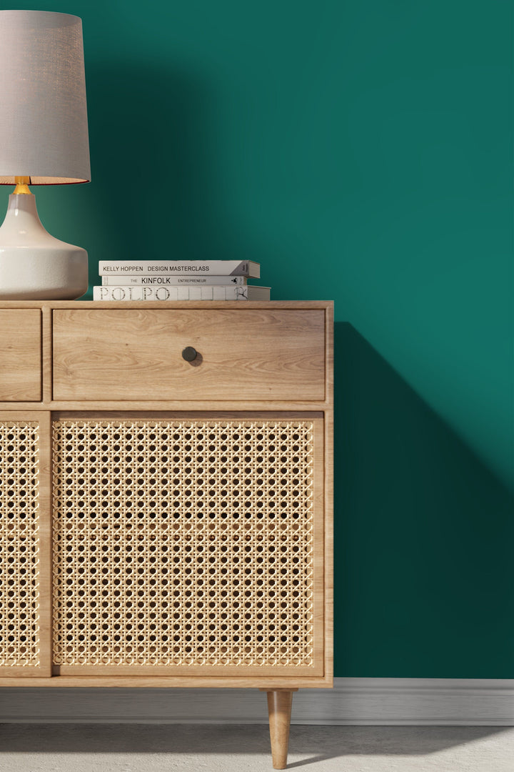 Solid Color Wallpaper in a Rich Green-Turquoise - D469
