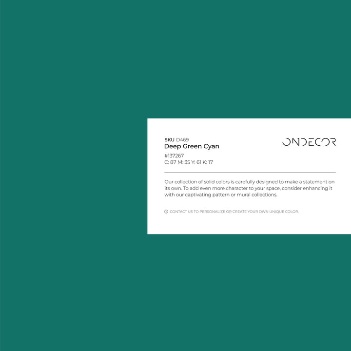 Solid Color Wallpaper in a Rich Green-Turquoise - D469